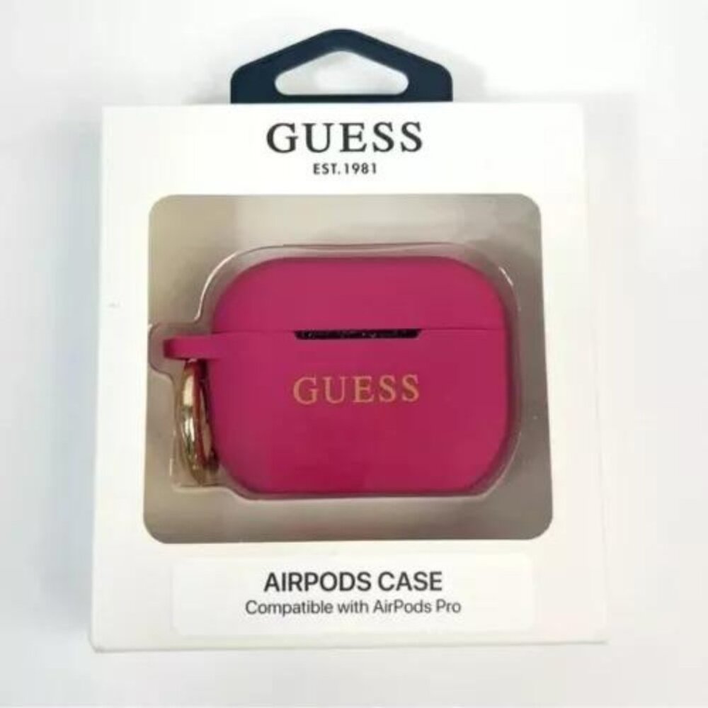 GUESS Airpods Case Compatible with AirPods Pro Silicone Fushia / Pink